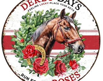 Kentucky Derby Horse Sign: UV-Coated Wreath Decor