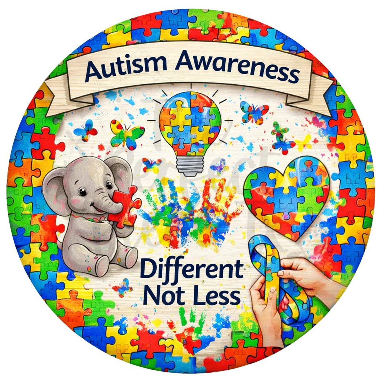 Autism Awareness Different Not Less Wreath Sign, Autism Wreath Signs ...