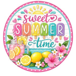 Pink Lemonade Wreath Sign, Summer Welcome Decor