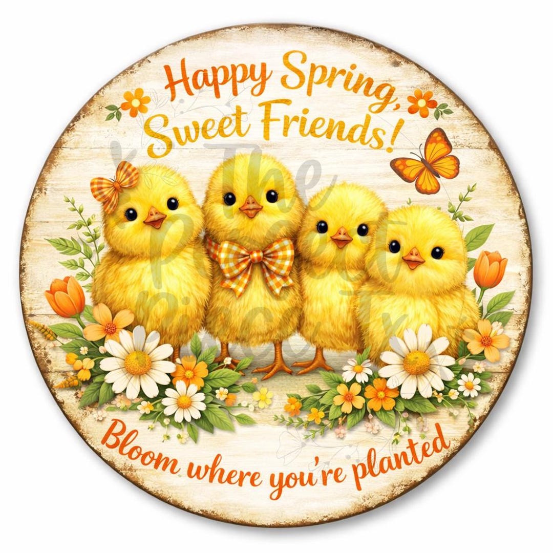 Spring Chick Mood Check In Happy Spring Chick Wreath Sign, UV Coated Spring Decor - Etsy