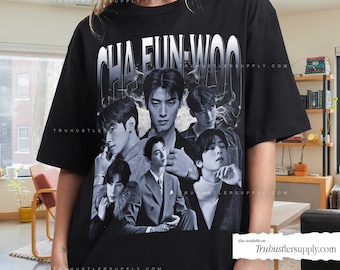 Moletom com camisa gráfica vintage Cha Eun Woo, camiseta Cha Eun Woo Kdrama, camisa Cha Eun Woo ator para presente, camiseta Kpop para namorada