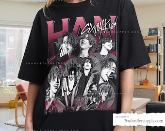 Chemise graphique vintage inspirée de la Kpop Han Straykids, t-shirt rétro Han, chemise bootleg Han Kpop, chemise Kpop vintage pour son anniversaire