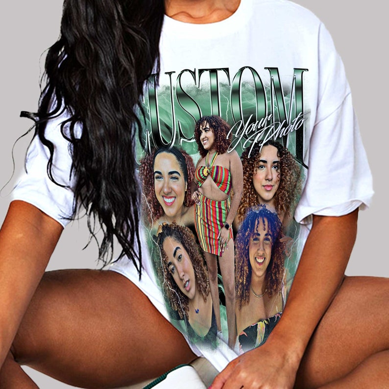 Chemise rap bootleg personnalisée, cadeau chemise personnalisée pour elle ou lui, chemise photo personnalisée personnalisée, idée de contrebande rétro personnalisée, t-shirt vintage bootleg image 5