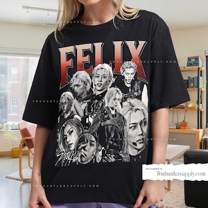 Felix Stray kids Kpop Inspired Vintage Graphic Shirt, Felix Retro T Shirt, Felix Kpop Bootleg Shirt, Vintage Kpop Shirt for her Birthday