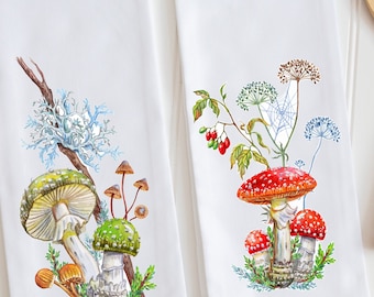Cavallini Mushrooms/Fungi 100% Natural Cotton Vintage Tea Towel 80 x 47cms