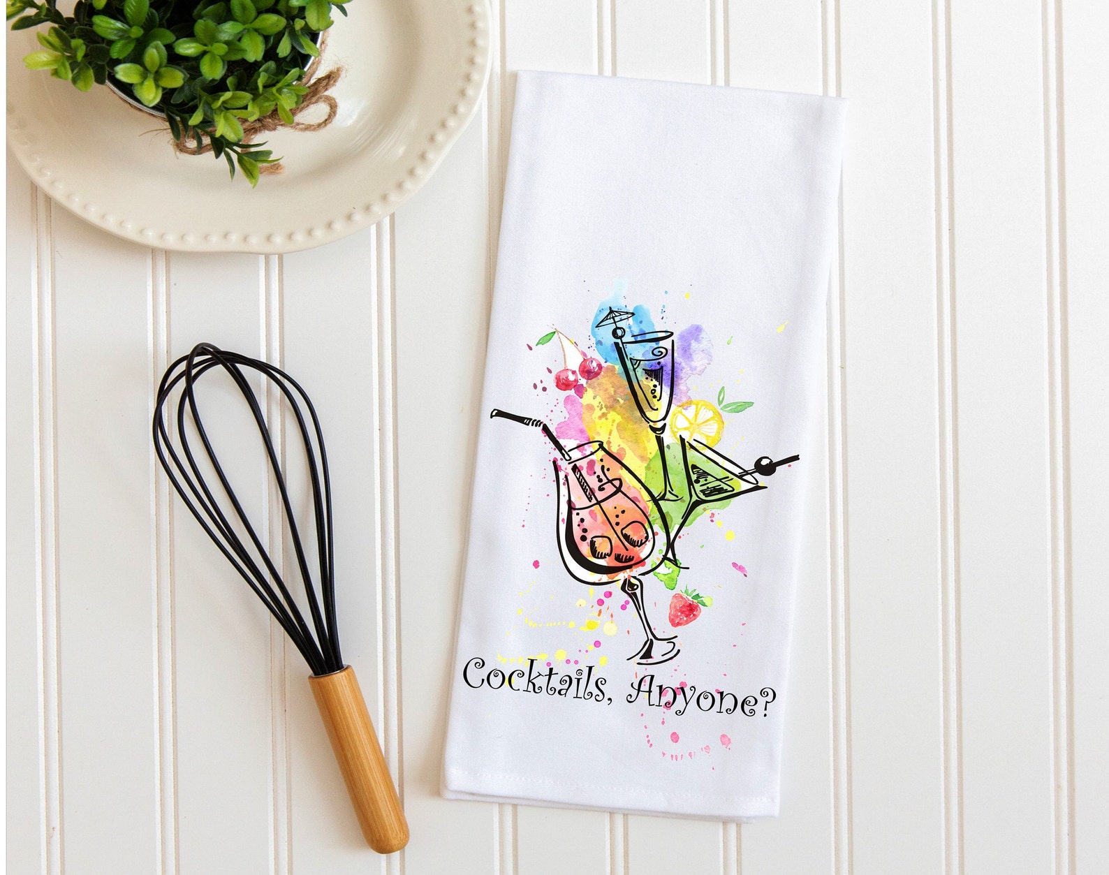 Cocktail Tea Towel Drinks Kitchen Dish Towel New Home Gift Etsy