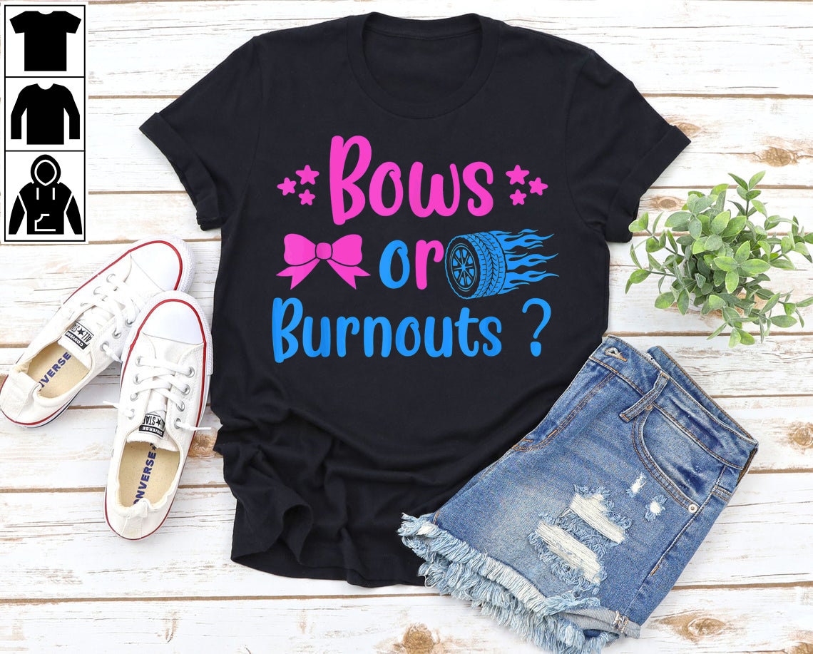 Burnouts or Bows Shirt Gender Reveal party Shirt Keeper Of | Etsy