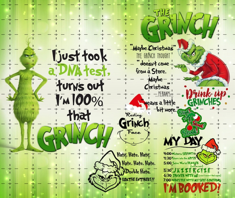 Grinch Christmas Quotes png Merry christmas Tumbler Skinny | Etsy