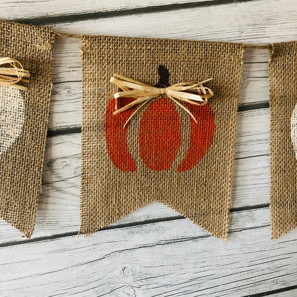 Rustic Fall Pumpkin Banner, Fall Pumpkin Banner, Fall Burlap Banner