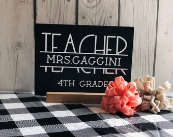 Teacher Desk Sign; Personalized Name Sign; Professional Name Plate; Chalkboard name sign, Classroom Teacher sign