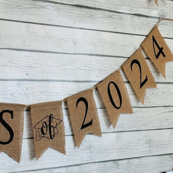 Class of 2024 burlap banner,  Graduation banner, School Graduation, Class Reunion