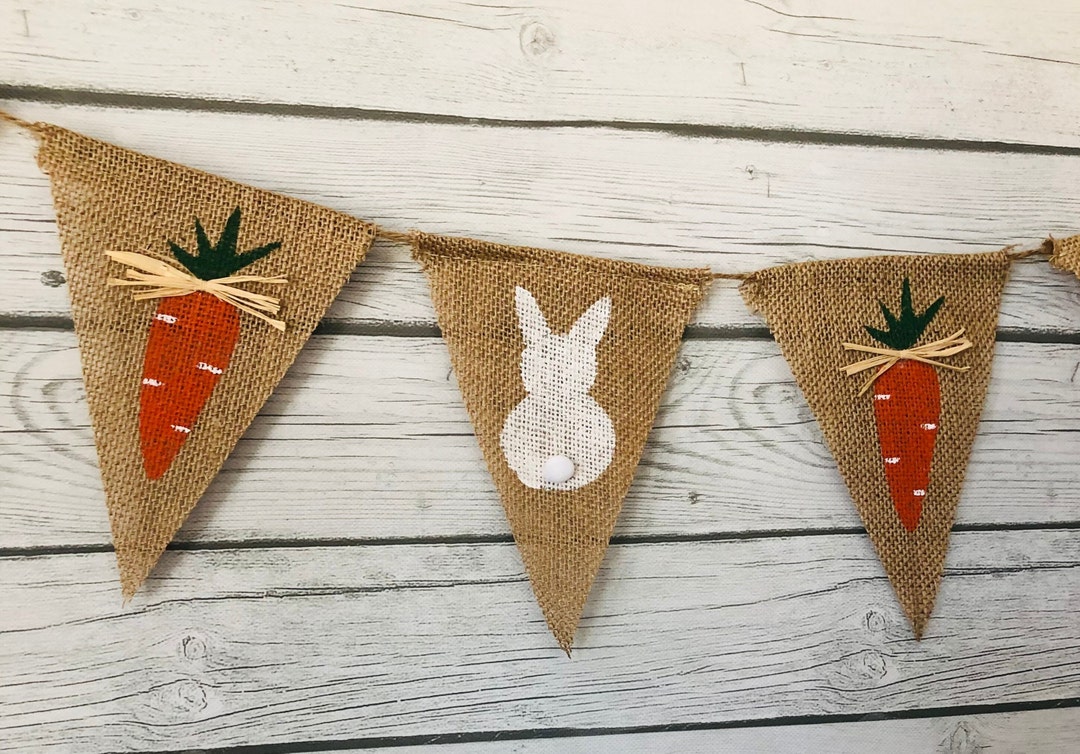 Rustic Easter Banner, Rustic Bunny Carrot Banner, Spring Garland - Etsy