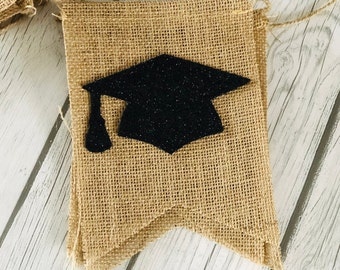 Graduation Burlap Banner, 2024 Grad; Congrats Grad;  Personalized Grad Banner, Rustic Graduation