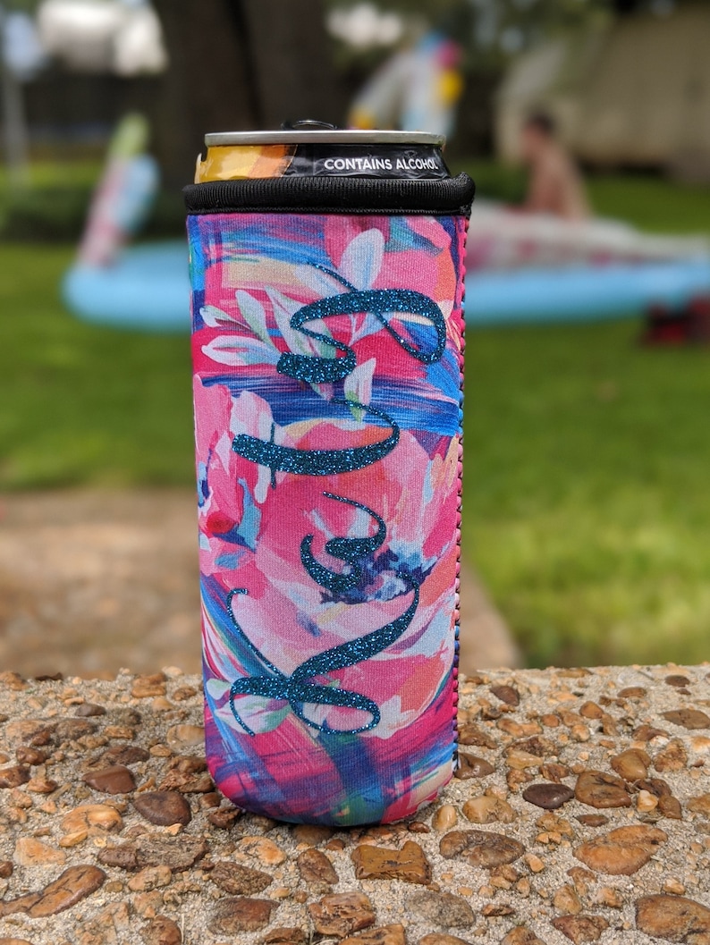 12oz Kokomo slim Can Koozie with Handle and pocket Etsy