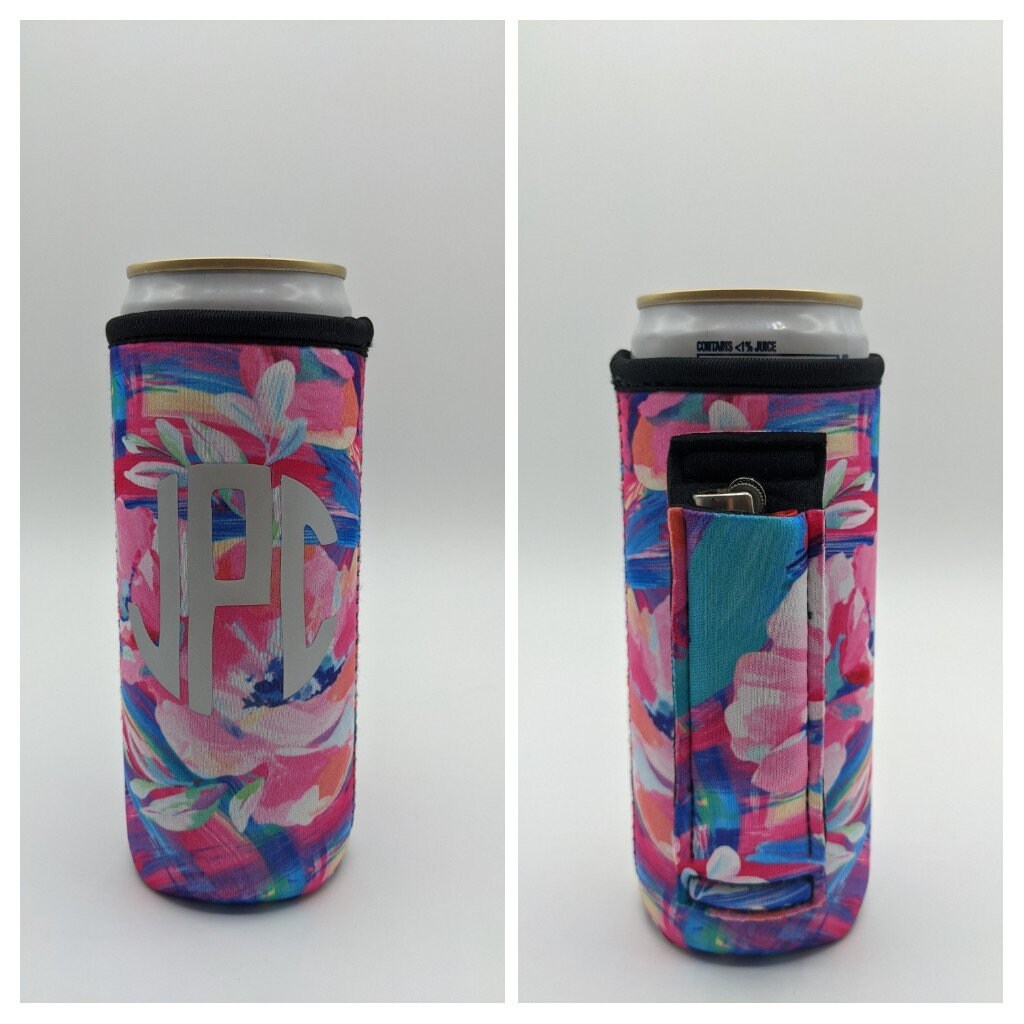 12oz Kokomo slim Can Koozie with Handle and pocket Etsy