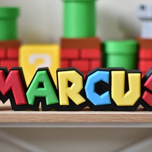 Custom Mario Style Name Plate, Personalised Desk Sign, Boy Gift, Gift for Girl, Kid Room Sign, Kid Playground Sign, Custom Nameplate