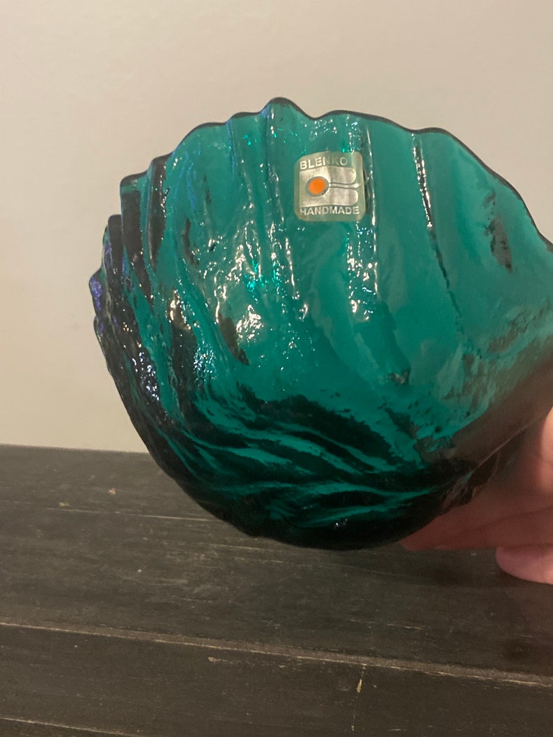 Blenko Handmade Cabbage/lettuce Leaf Salad Bowls Set of 2 Etsy