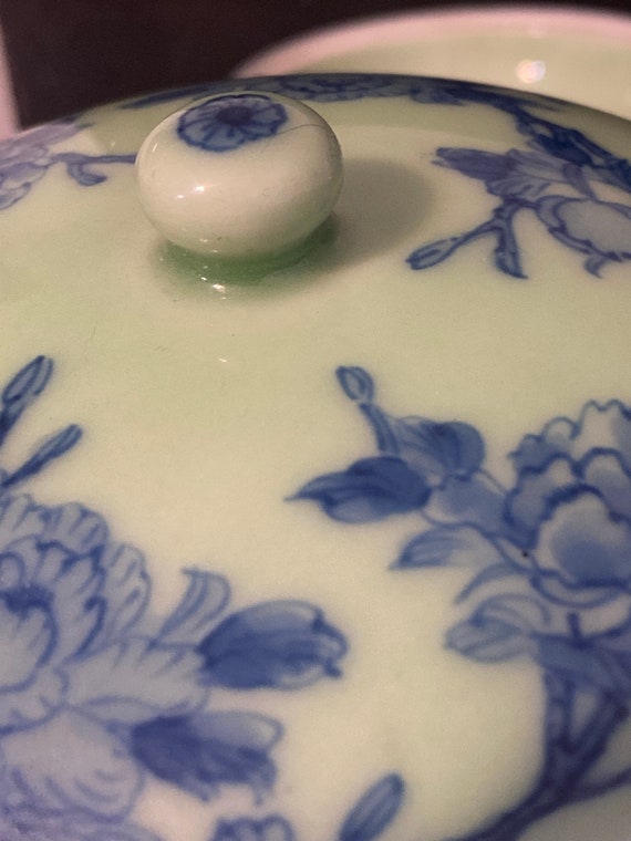 Vintage Porcelain Lidded Trinket Jar - Hand Paint… - image 9