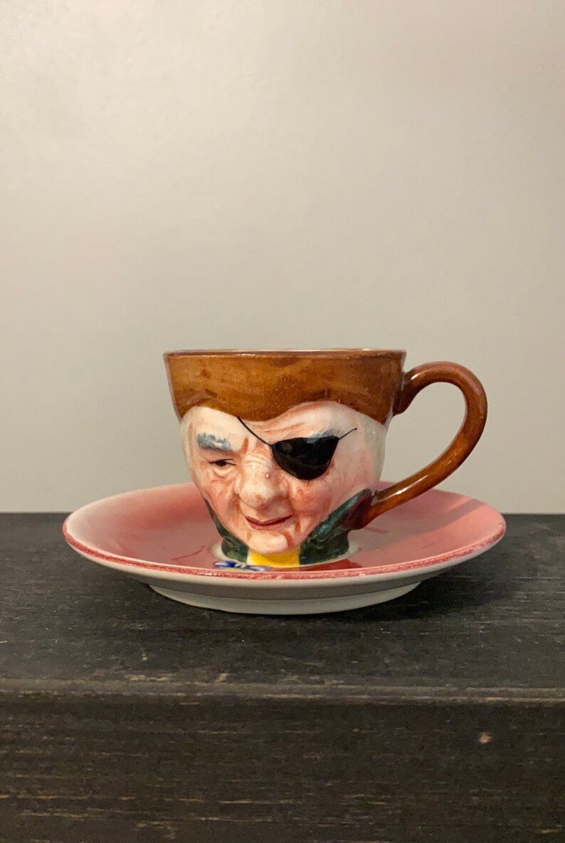 Hand Painted Vintage Cap\u2019n Patch Small Teacup and Saucer