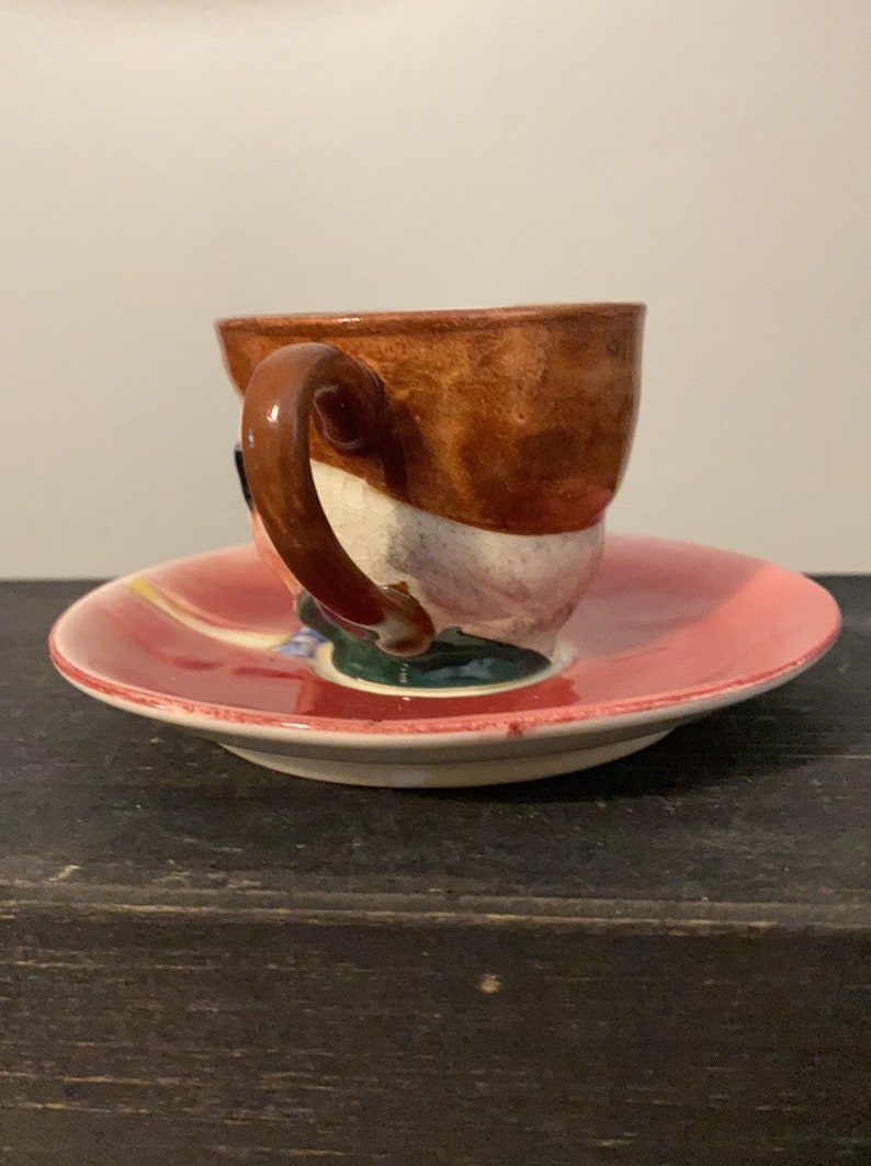 Hand Painted Vintage Cap\u2019n Patch Small Teacup and Saucer