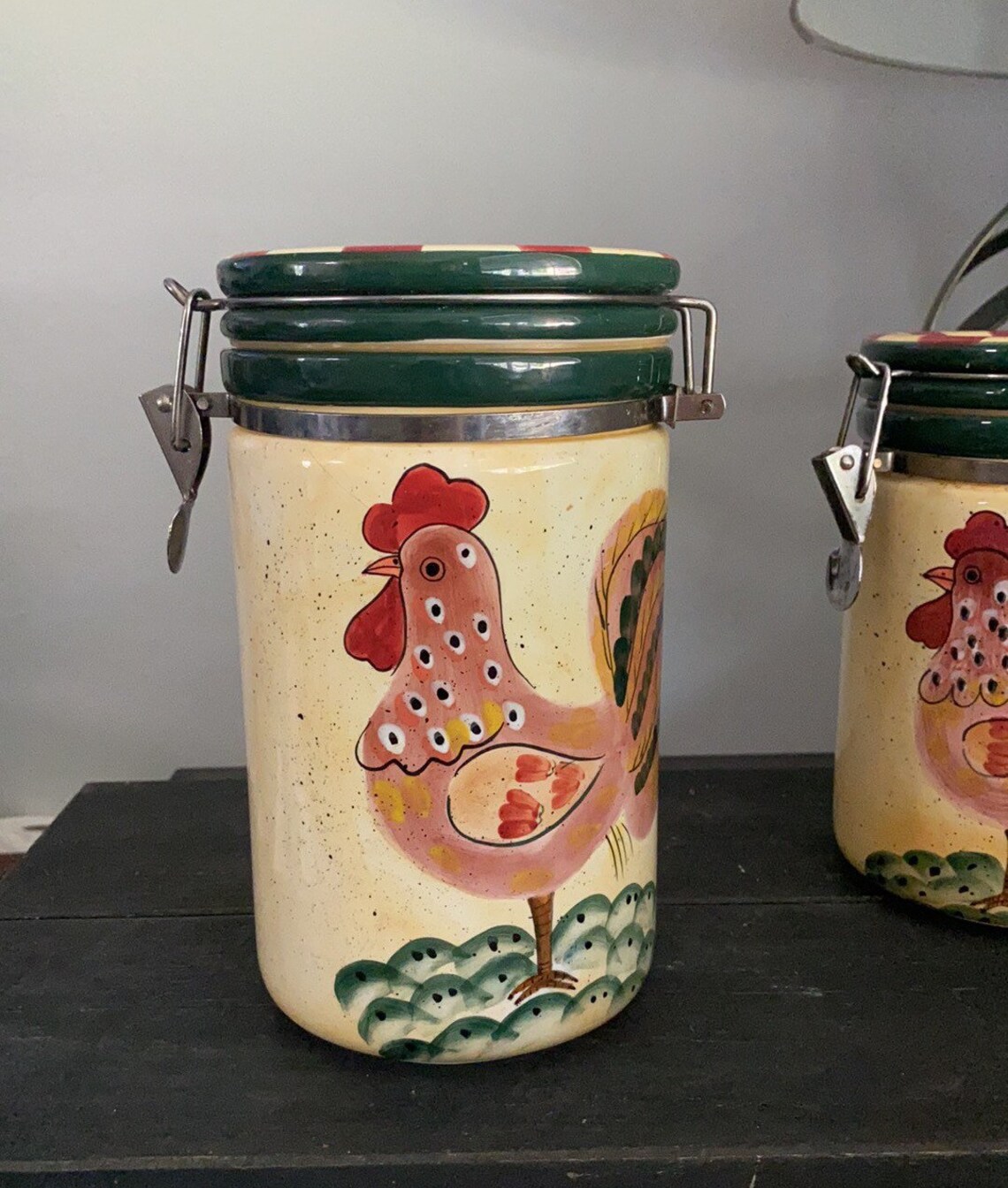 Vintage 70s Red Check Rooster Canisters Style-Eyes by Baum ...