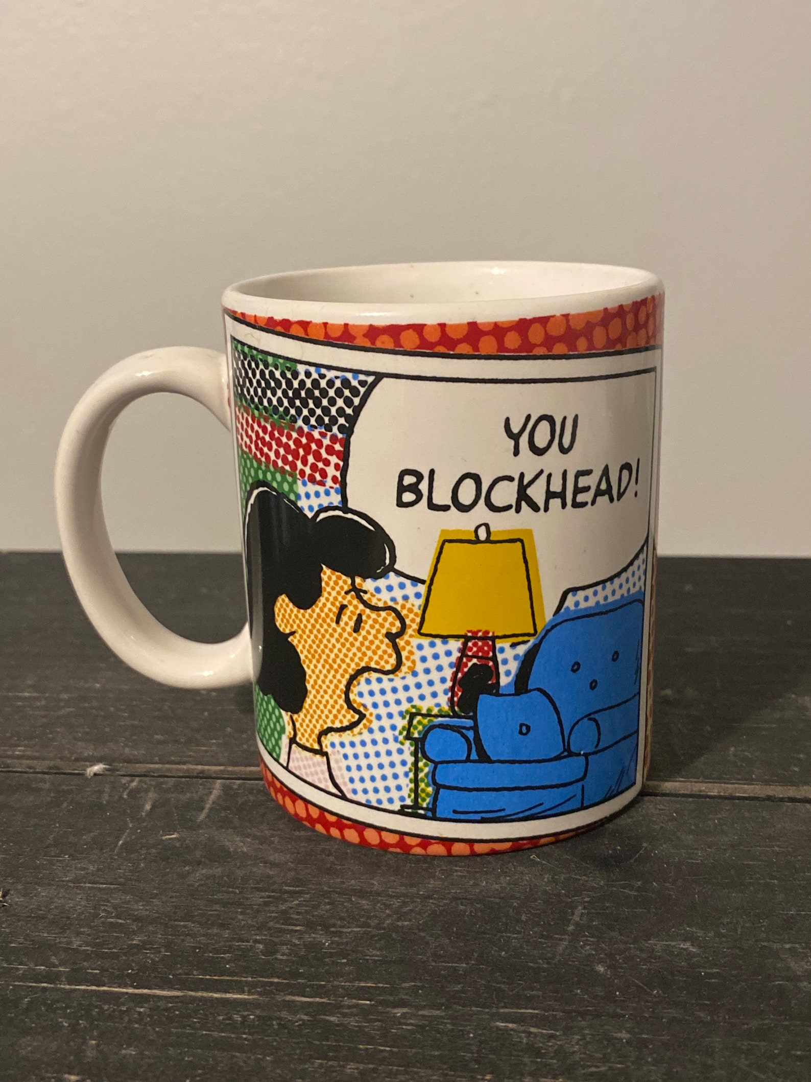 Peanuts Lucy You Blockhead Mug Etsy