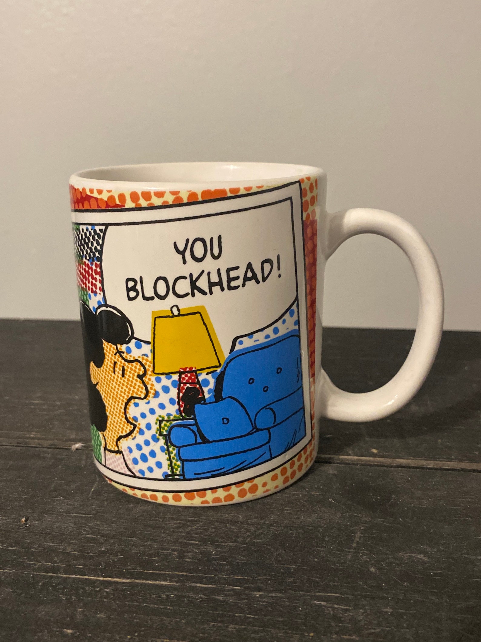 Peanuts Lucy You Blockhead Mug Etsy