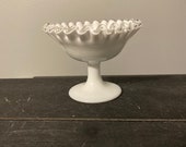 Vintage 1970s Fenton Silvercrest Ruffle compote (candy dish)