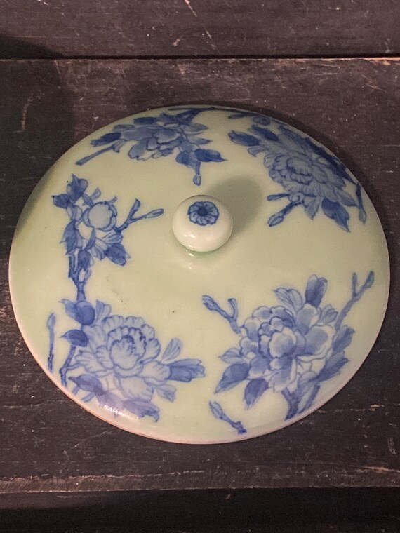 Vintage Porcelain Lidded Trinket Jar - Hand Paint… - image 6