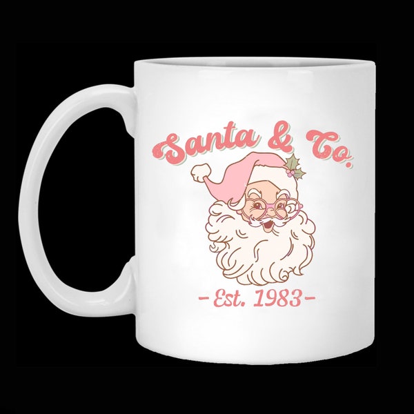Coffee Mug 11 oz-15oz | Retro Cute Pink Santa And Co Est 1983 Mug, Pink Santa Claus