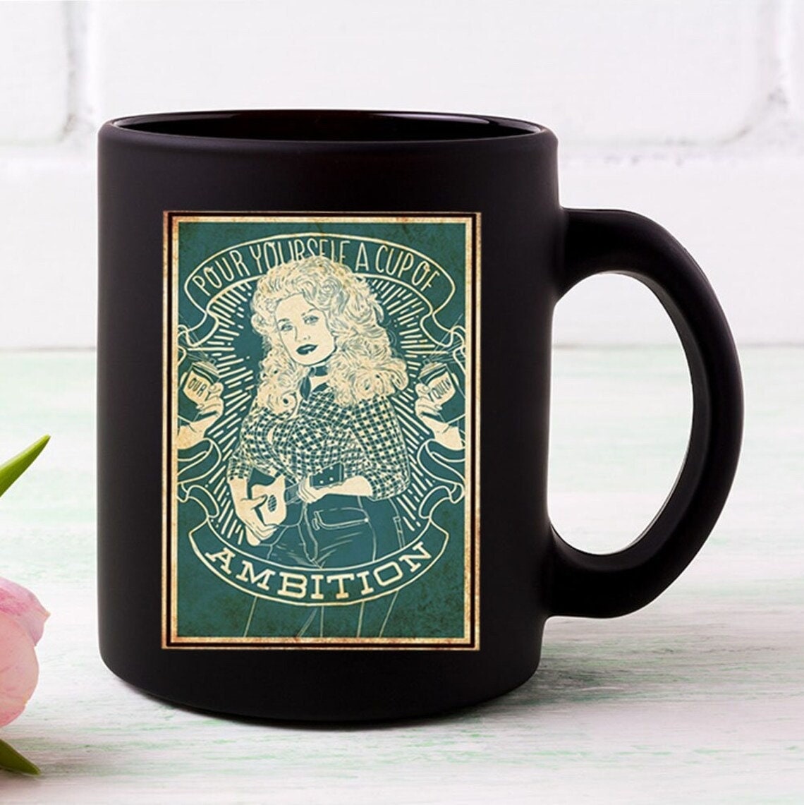 Vintage Pour Yourself A Cup Of Ambition Dolly Parton mugs