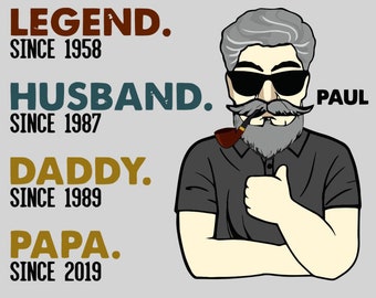Leyenda personalizada Marido Papá Svg, DAD Svg, Día del Padre SVG, Cumpleaños de papá Svg, Feliz Día del Padre Svg, Día del Padre Personalizado Svg
