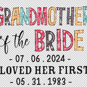 Di Robertmiab - Data personalizzata per la nonna della sposa in formato SVG, Festa della nonna in formato SVG, Mamma in formato SVG, Festa della mamma in formato SVG