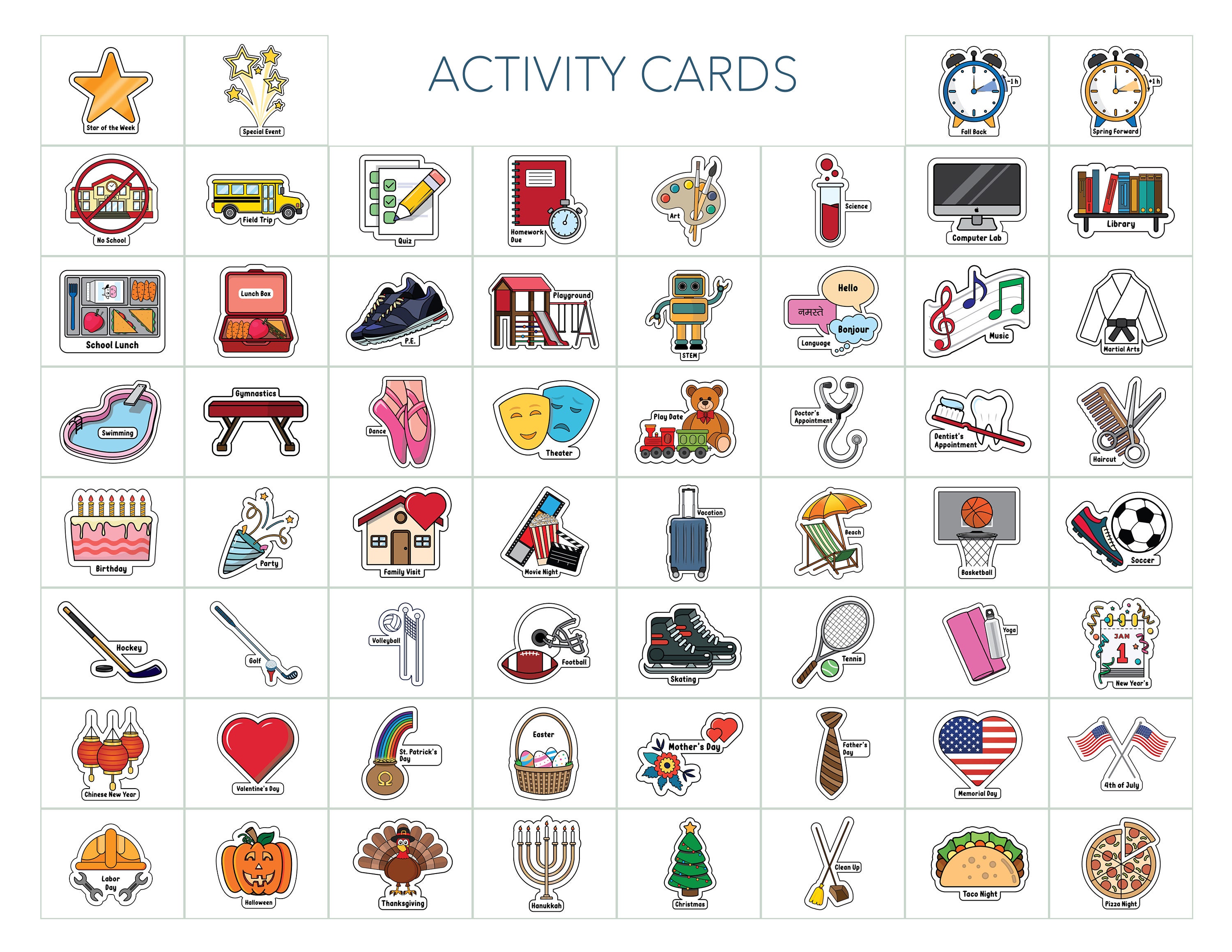 60 Visual Activity Cards Routine Activity and Chore I Kids | Etsy