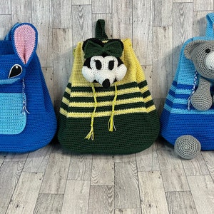 Crochet Backpack, Crochet Animal Backpack for boys and girls, Minnie Mouse backpack, Stitch backpack, Bear backpack, Giraffe backpack