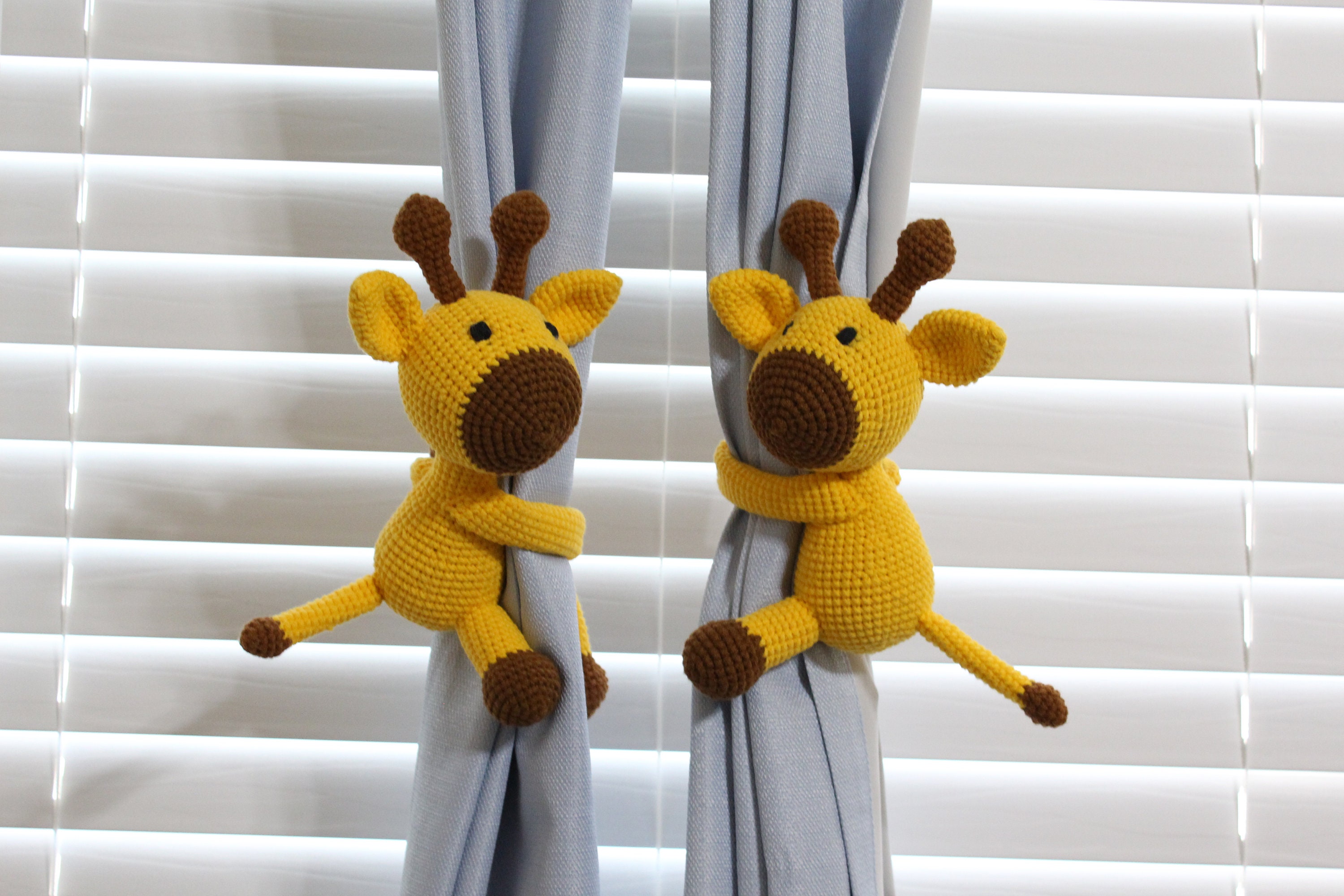 Pair of Crochet Giraffe Curtain Tie Backs Stuffed Giraffe Etsy