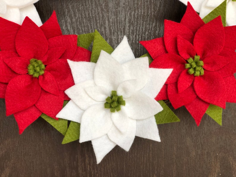 Felt Poinsettia Wreath Felt Christmas Flower Wreath Etsy