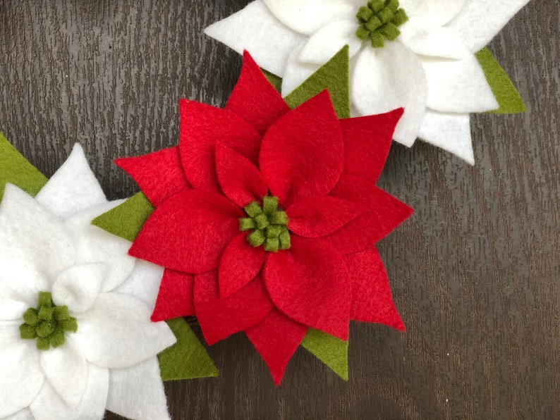 Felt Poinsettia Wreath Felt Christmas Flower Wreath Etsy
