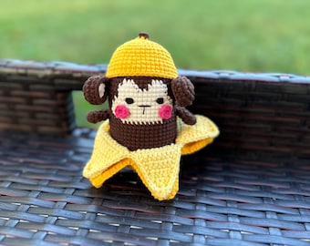 Crochet Monkey in Banana Peel: Handmade Amigurumi Plush Toy