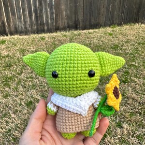 Baby Yoda Crochet Plush with heart, Grogu Amigurumi Doll, Handmade Yoda Crochet Toy, Cute Alien Crochet Gift, Space Inspired Plush image 19
