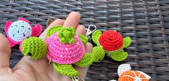 Crochet Sports Turtle Keychains – Handmade Amigurumi Turtle Charms