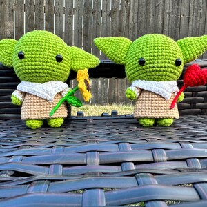 Baby Yoda Crochet Plush with heart, Grogu Amigurumi Doll, Handmade Yoda Crochet Toy, Cute Alien Crochet Gift, Space Inspired Plush image 18