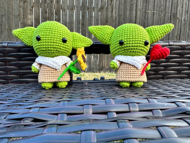Baby Yoda Crochet Plush with heart, Grogu Amigurumi Doll, Handmade Yoda Crochet Toy, Cute Alien Crochet Gift, Space Inspired Plush image 18