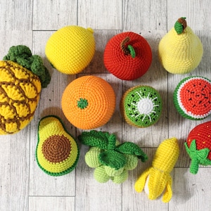 Crochet Fruit Set: Pretend Play Food Toy for Dolls