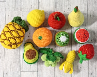 Crochet Fruit Set: Pretend Play Food Toy for Dolls