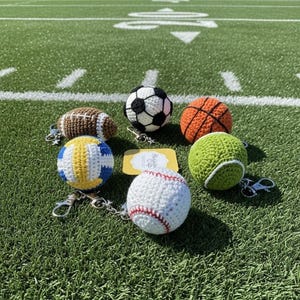 Handmade Crochet Sports Ball Keychain – Athlete Gift, Backpack Charm