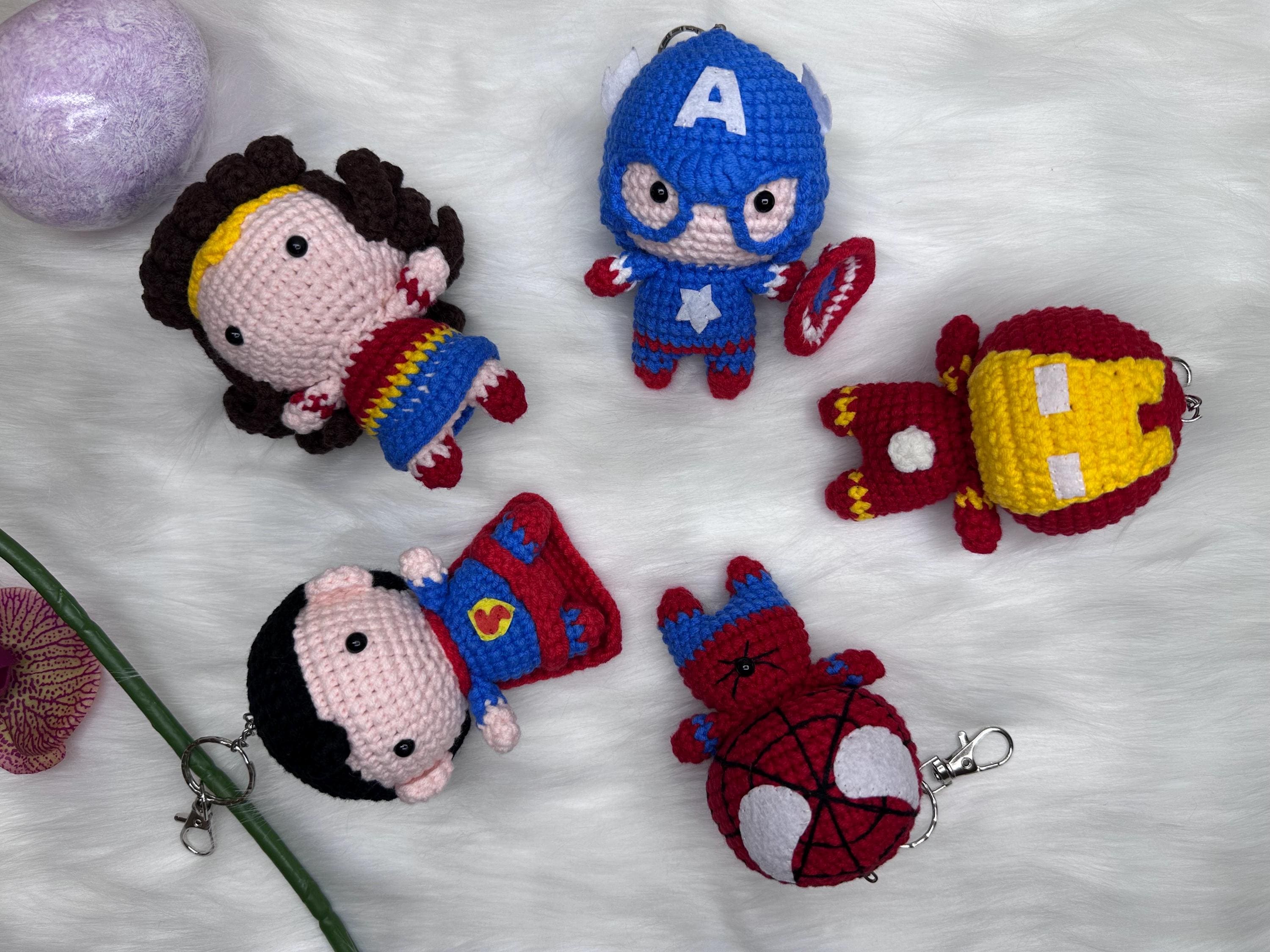 Crochet Superhero Keychain: Handmade Comic Book Gift - Etsy