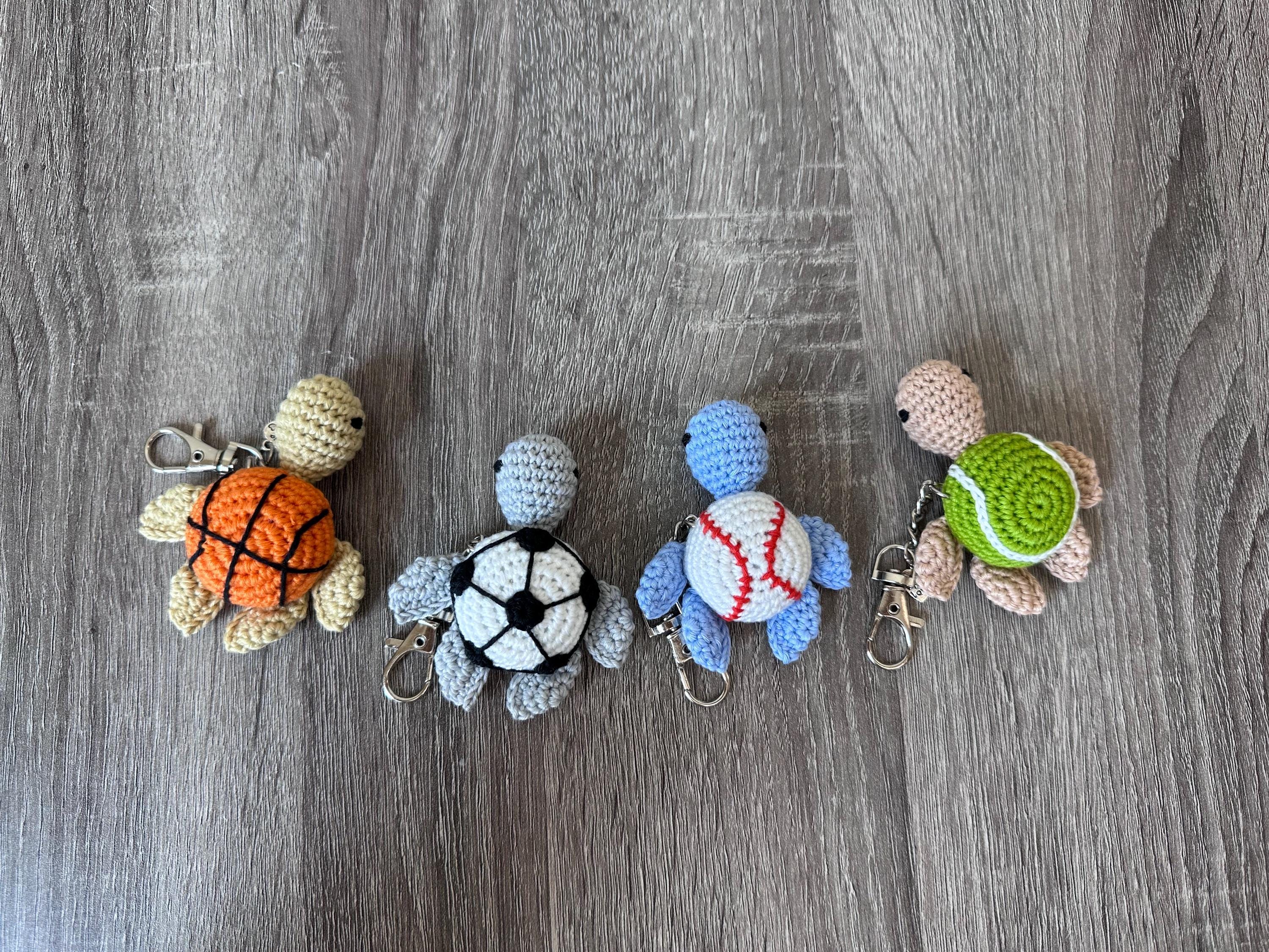 Crochet Sports Turtle Keychains – Handmade Amigurumi Turtle Charms