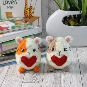 Amigurumi hamster with heart, Stuffed hamster, Crochet hamster, Stuffed Animal, Handmade Toy, Handmade Gift