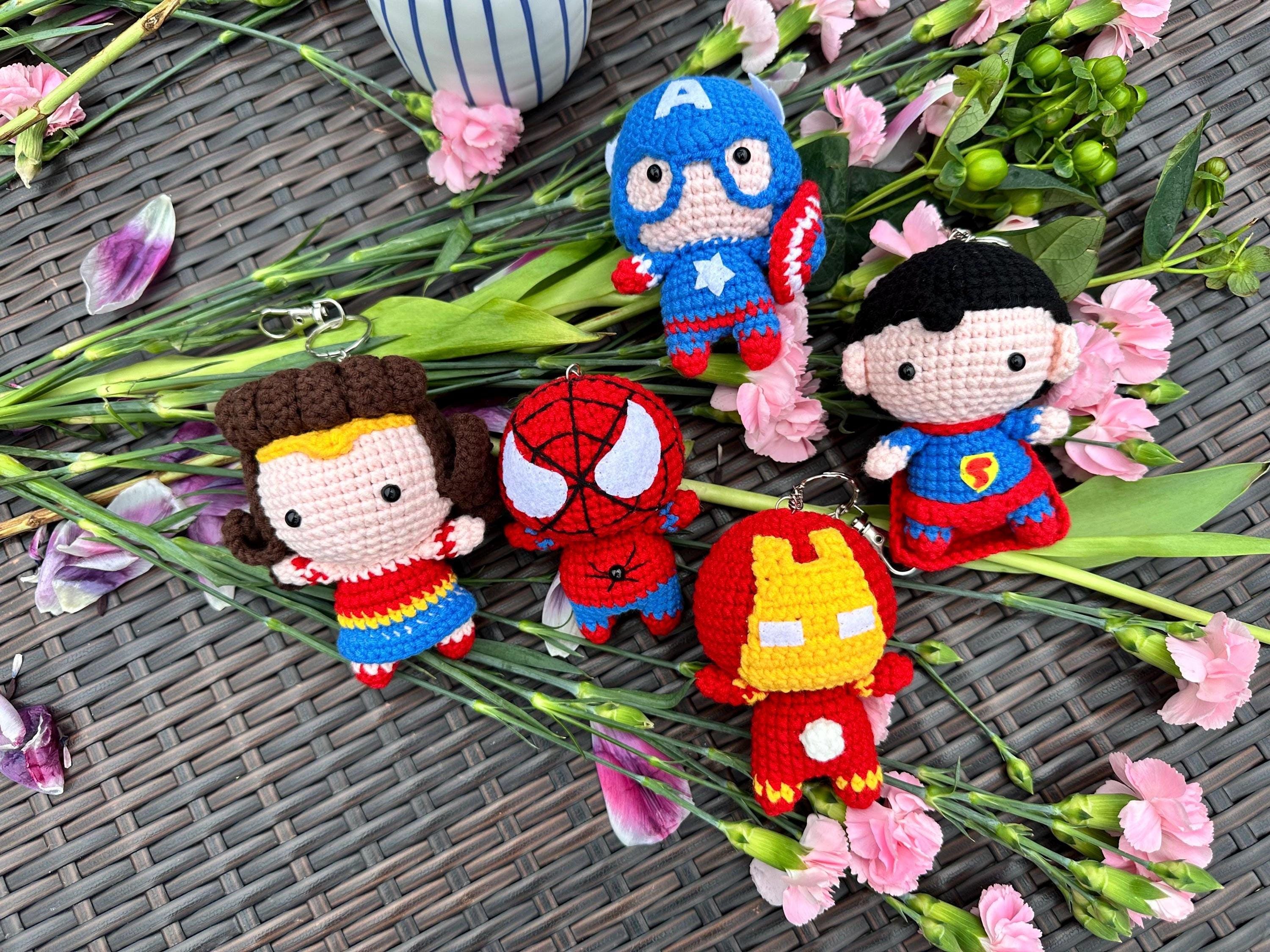 Crochet Superhero Keychain: Handmade Comic Book Gift - Etsy